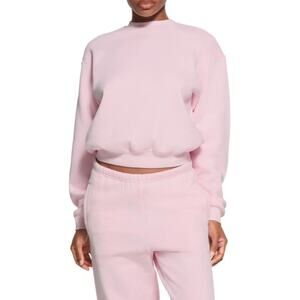 SKIMS Classic Crewneck Sweatshirt Womens XS Cotton Fleece Long Sleeve